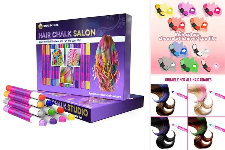 Detailed view of Best Party Hair Chalk Set: 9-Piece Fun for All Ages
